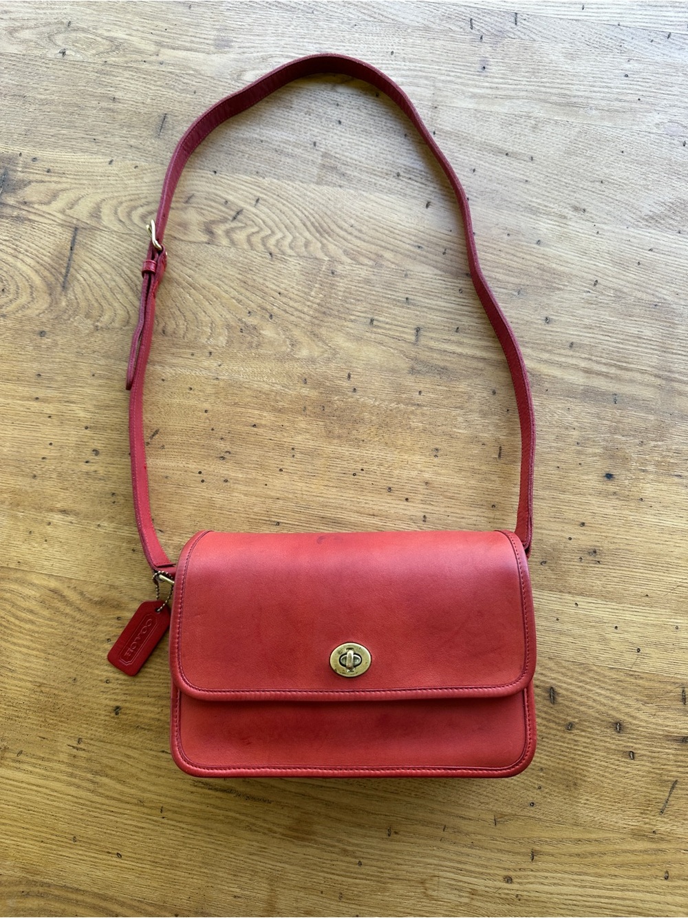 Vintage Coach Compartment Bag in Red